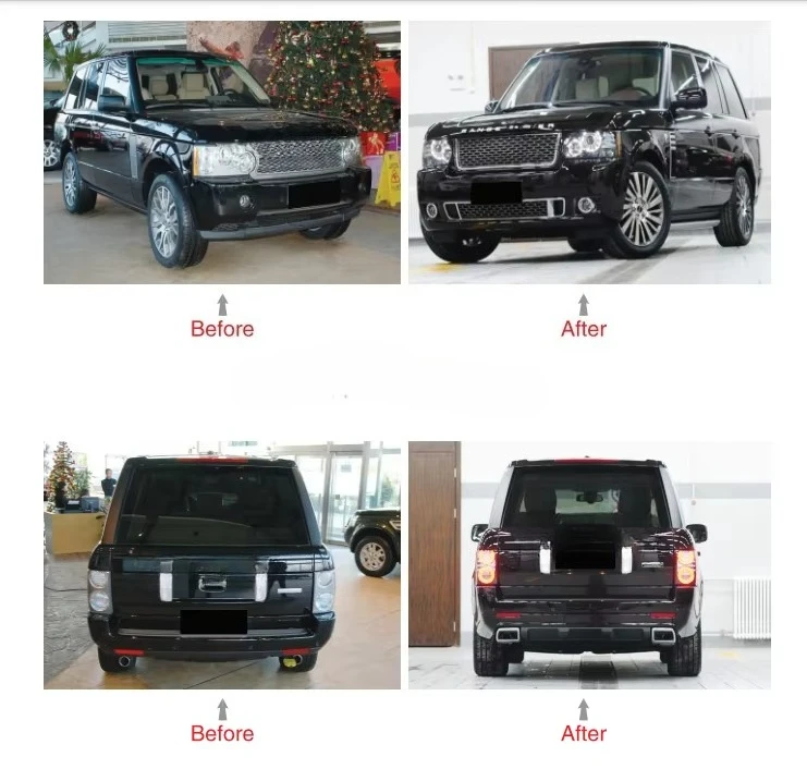 For Range Rover vogue 2010-2012 old upgrade to Autobiography Version Low to High Front and Rear Bumper Completely Body Kit view 2