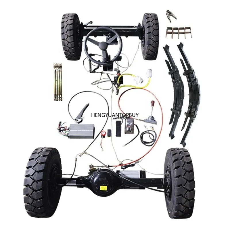 Electric Vehicle Conversion Kit Oil Brake 3000 Watt Brushless Rear Axle with Front Steering Axle Electric 4 Wheel Kit