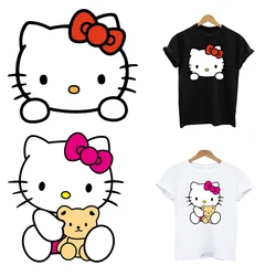 2Pcs/Lot Hello Kitty Heat Thermal Transfer Sticker Iron On Thermoadhesive Patches For Children's Clothing Ironing Application