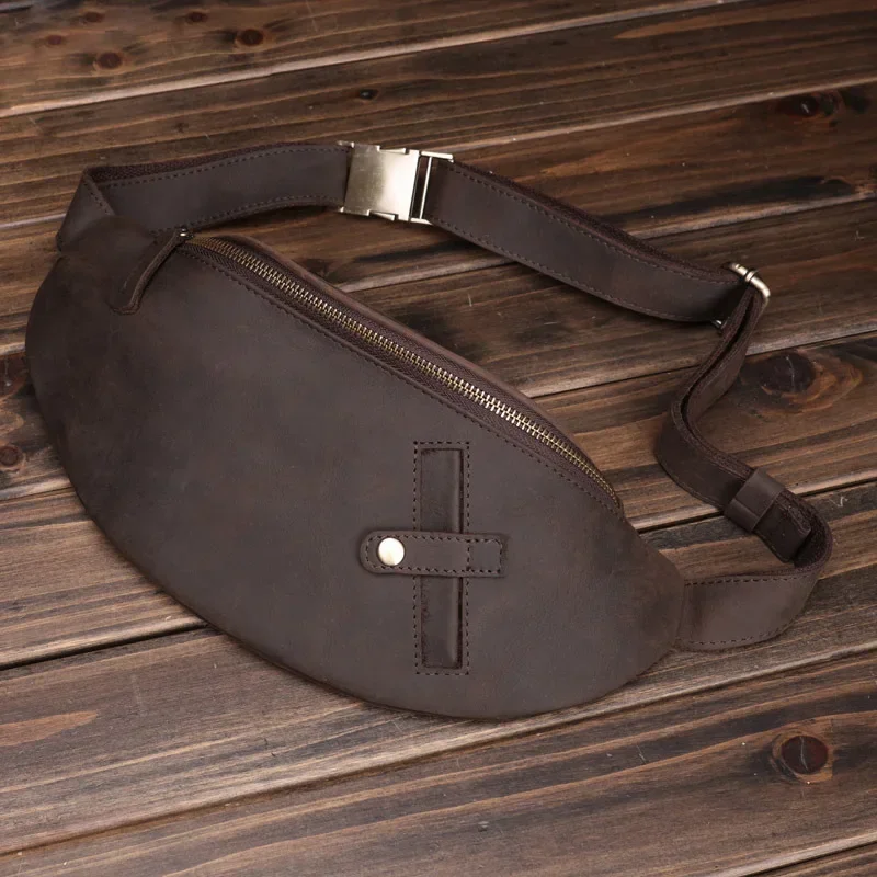 Sac de taille en cuir de cheval Elin pour hommes et femmes, couche de cuir de vachette, sac à main pour téléphone portable, sacs à bandoulière décontractés en plein air