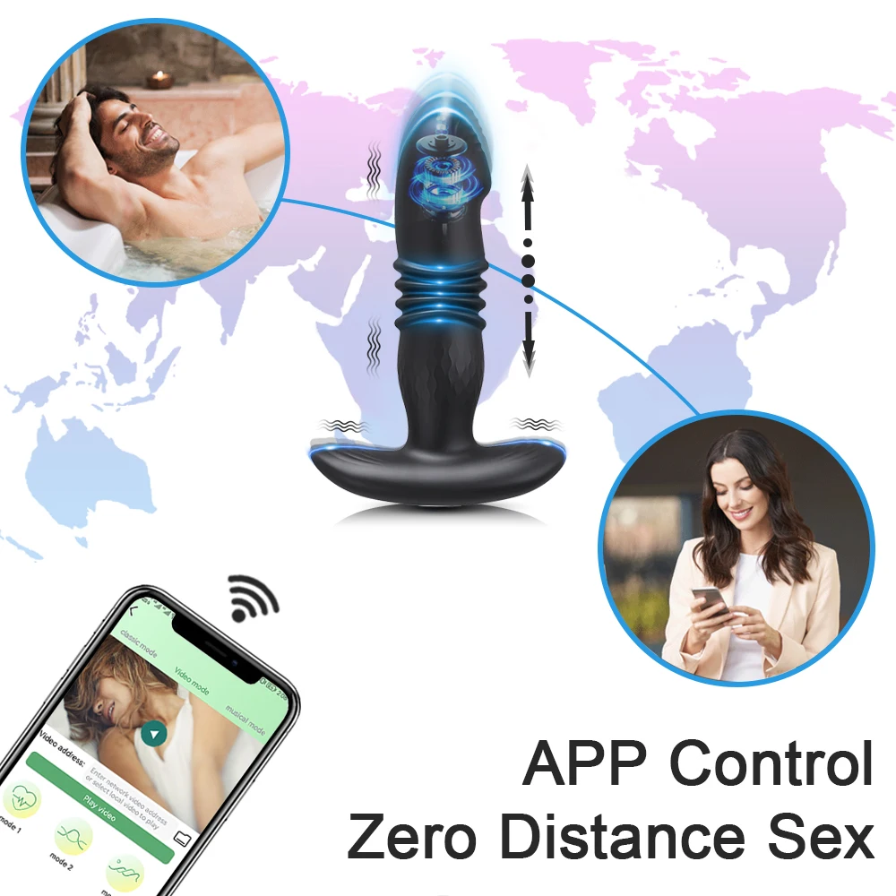 Male Telescopic Prostate Massager APP Bluetooth  Vibrating Butt Plug Anal for Men Gay Anal Plug Wireless Remote Butt Plug