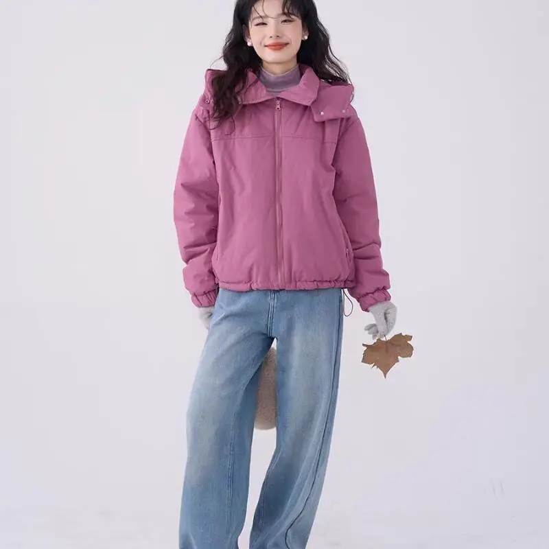 

Women's Clothing Casual Hooded Cotton Jacket Female Shorts Winter New Style Collection Design Sense Loose and Warm Cotton Jacket