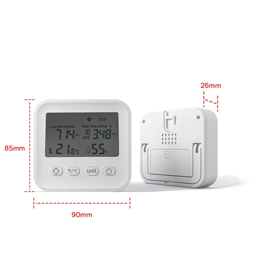 

DN307-Radon Gas Detector Ионная технология Тестовые элементы с ЖК-экраном Длительный средний/короткосрочный средний/температура/влажность