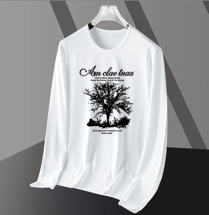 

Футболка мужская осенняя Эстетическая одежда Мужская одежда Футболка с длинными рукавами и графическим рисунком Tree Clan Crewneck Пара Футболка с принтом в стиле хип-хоп