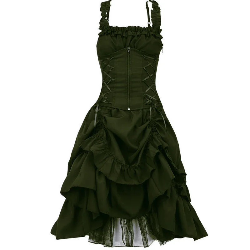 2022 5XL kobiety wiktoriańska gotycka sukienka Vestidos Retro Lolita Palace Court księżniczka Halloween Punk Cosplay długa sukienka letnia OA4985