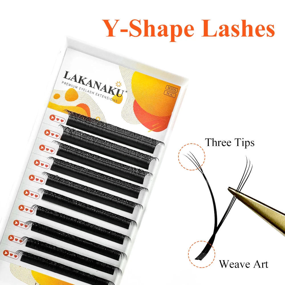 LAKANAKU Y Volume Lashes Extensions Cilia and Brazilian Volume YY Russian Eyelash Private Label Supplies Makeup Wholesale