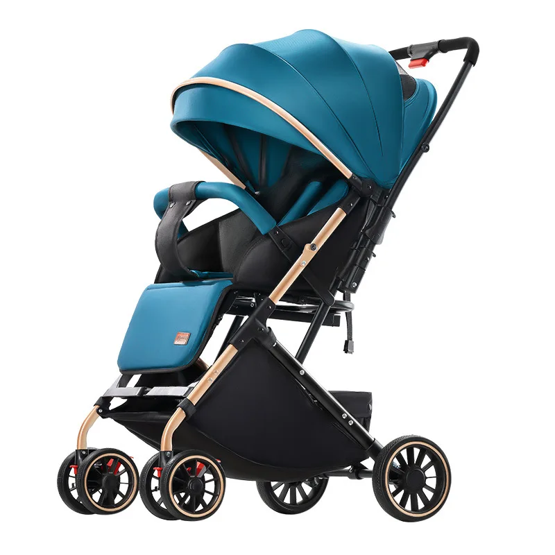 Baby Stroller Can Sit and Lie Down Three Folding Baby Stroller Light Folding Bidirectional Implementation Trolley Portable