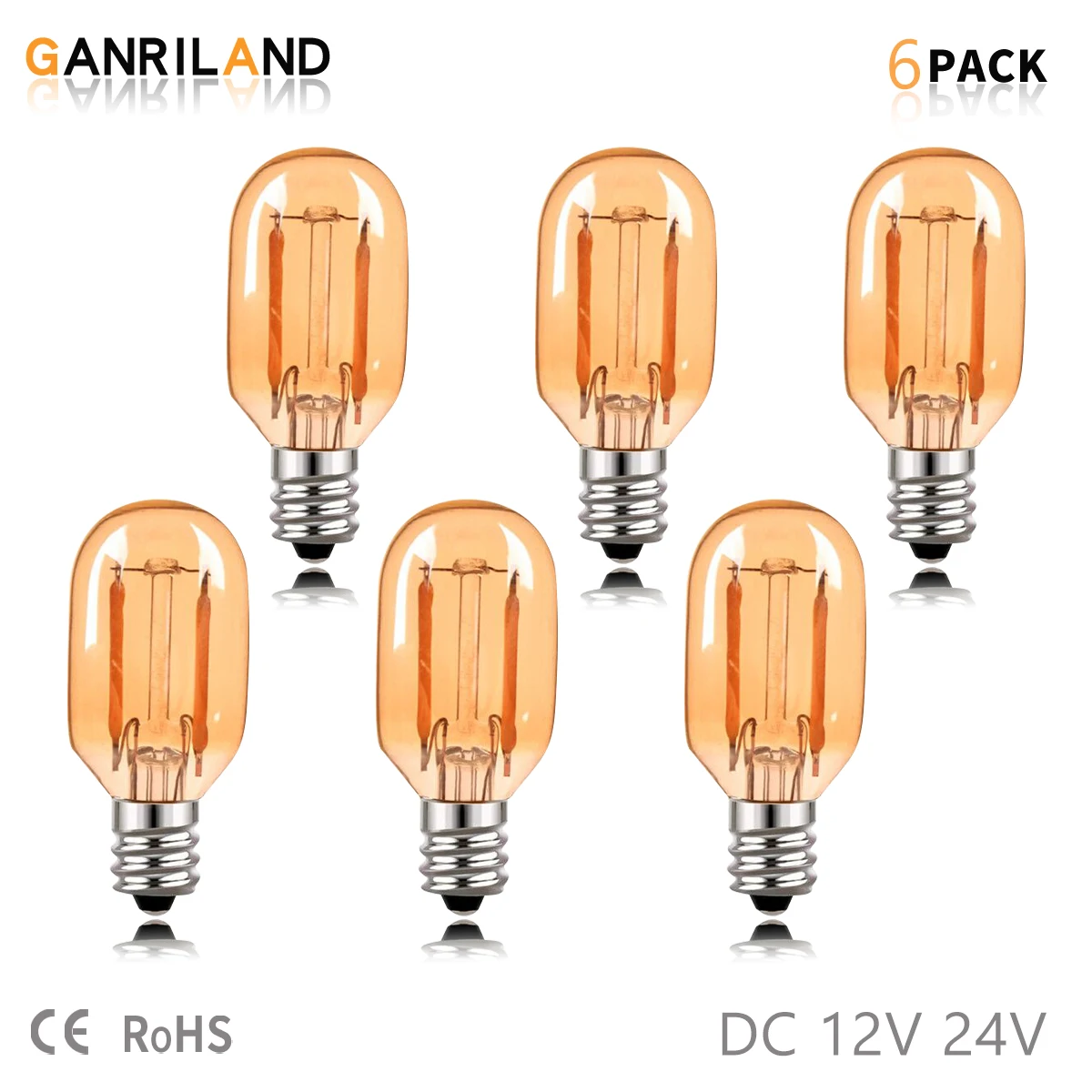 GANRILAND E12 E14 Base T22 1W DC12V 24V Led Filament Lamp Bub Vintage 2200K Decor Tubular Camping RV Low Volts Mini Light Bulb