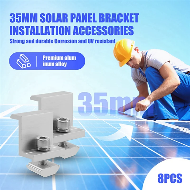 

H-W Solar Panel Mounting Brackets,8Pcs Aluminum Solar Panel End Clamp 30-45Mm Adjustable H, Solar Panel Mount For Metal Roof