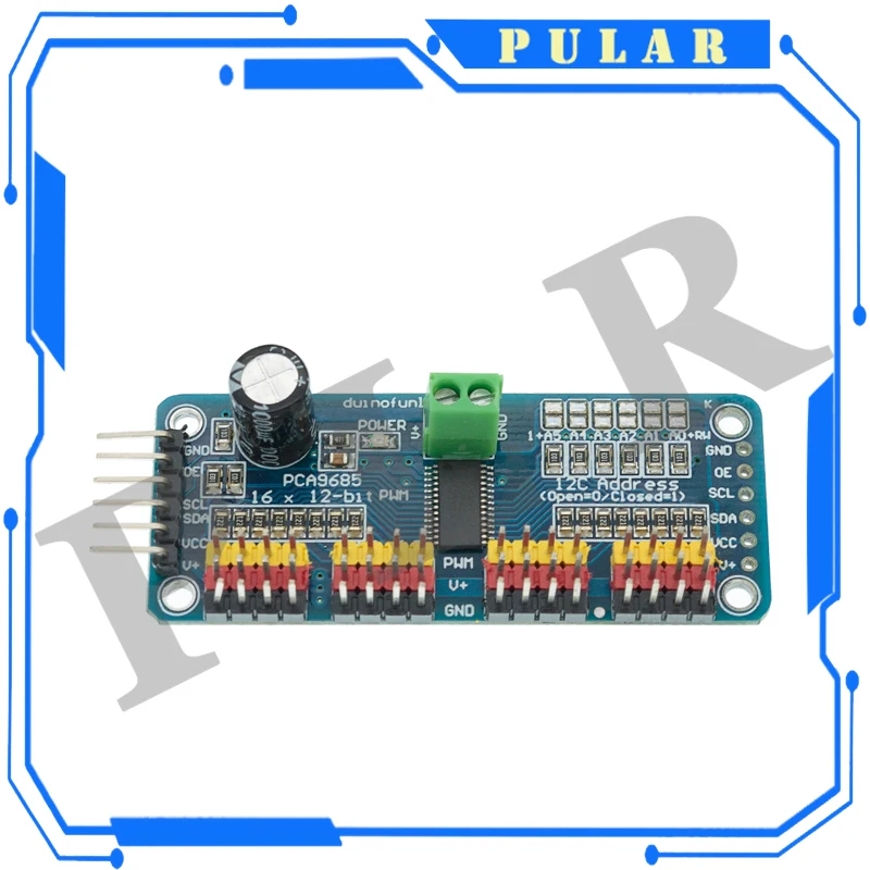 1Pc PLR PCA9685PW 16 Channel 12-bit PWM/Servo Driver-I2C Interface PCA9685 Module Raspberry Pi Shield Module Servo Shield