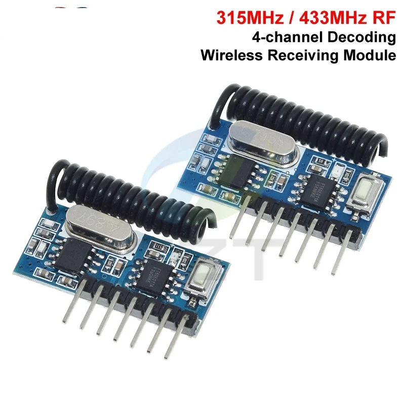 

Модуль декодера RF-приемника RX480E 315/433 МГц с функцией обучения коду, беспроводной, 4-канальный выход, для кодирования пультов дистанционного управления