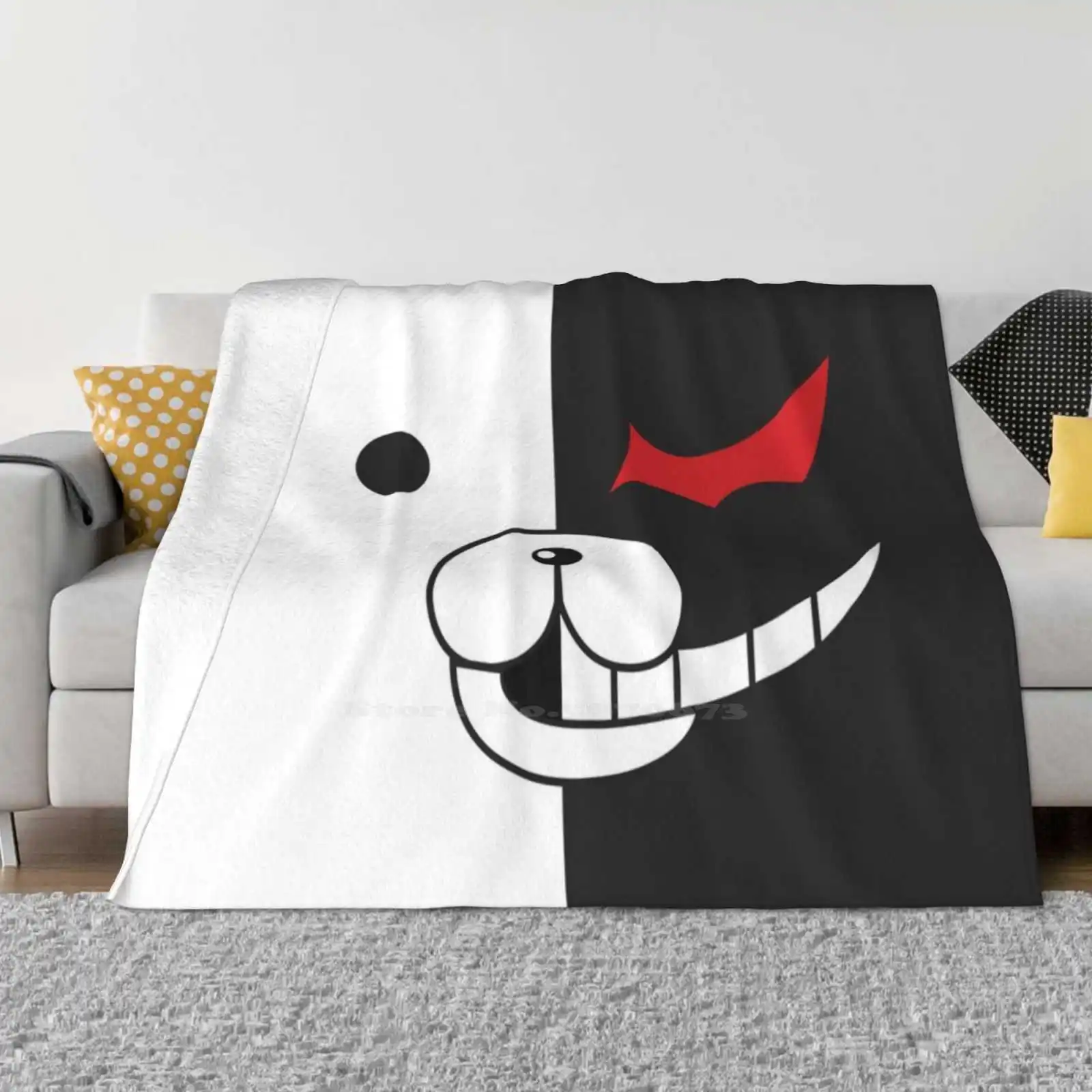 Danganronpa Monokuma Face New Selling Custom Print Flannel Soft Blanket Monokuma Sdr2 Danganronpa 2 Super Dangan Ronpa 2