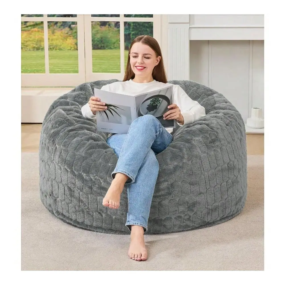 Bag Chairs Adult Bean Bags With Fluffy Cover, Large Beanbag Chair With Filler Giant Bean Bag Chairs For Adults For Living Room,