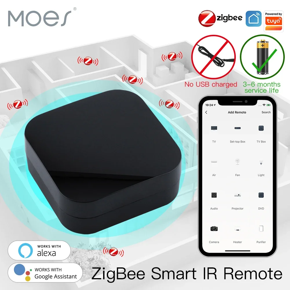 MOES Tuya ZigBee Smart IR telecomando universale a infrarossi per Smart Home funziona con Alexa Google Home