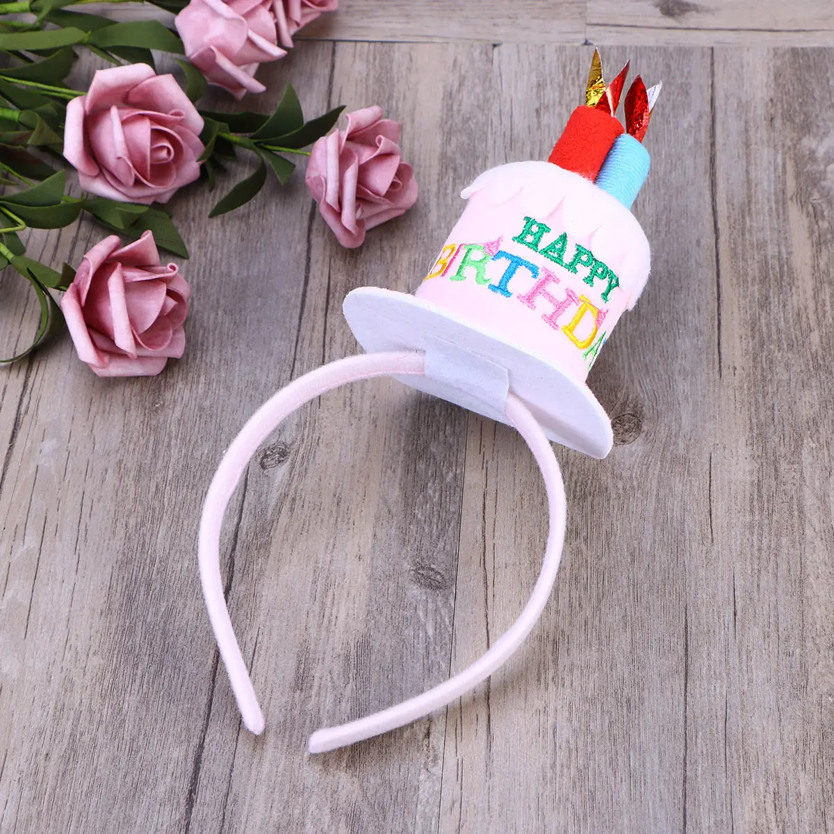 

Birthday Headwear Pink Fabric Wrapped Cake Headband Party Hair Hoop Women Girls Funny Cake Design Hat