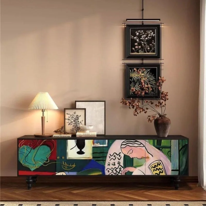 French art storage TV cabinet, living room cabinet, wall storage, corridor cabinet, Internet celebrity TV cabinet