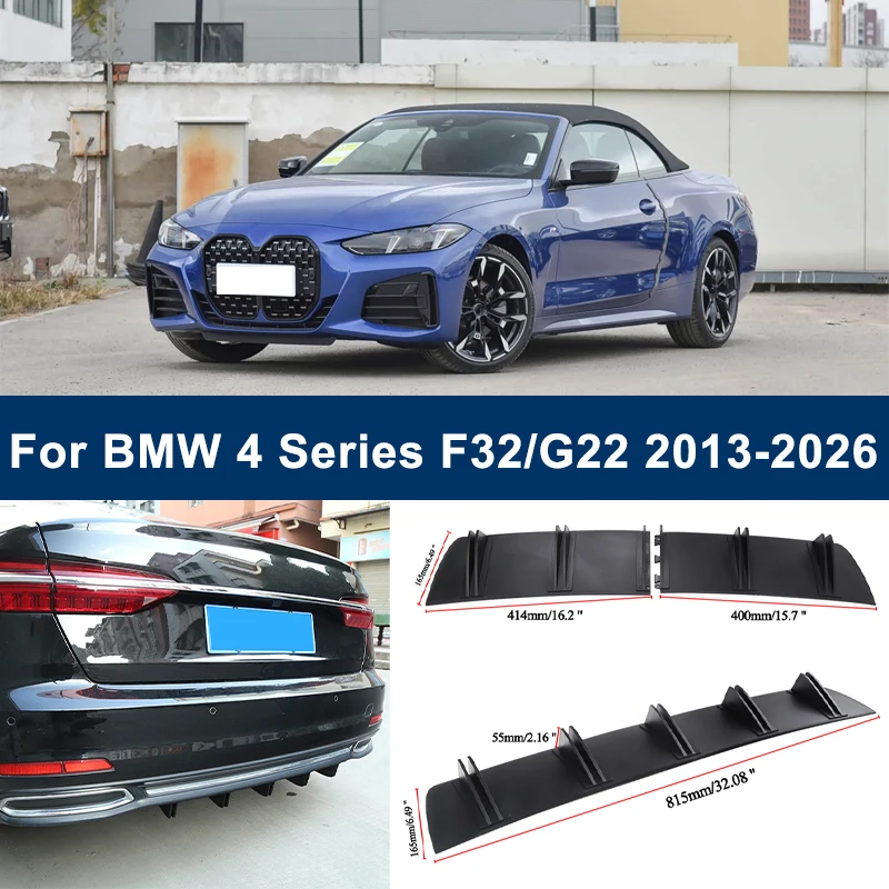 

2-Segment Shark Fin Rear Diffuser For BMW 4 Series F32 G22 2013-2026 Rear Bumper Lip Splitter Chassis Spoiler Tuning Parts
