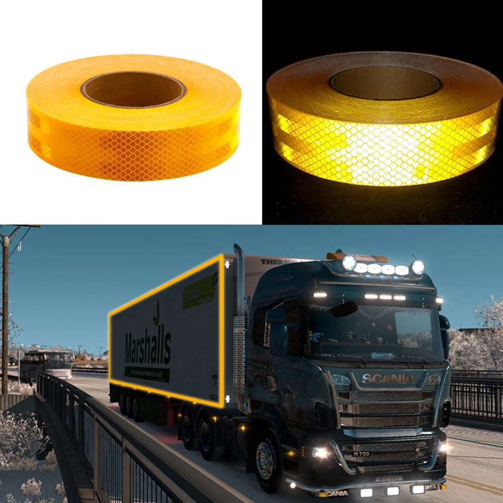 5cmx50m/Roll Diamond Grade Reflective Tape Car PET Self-Adhesive Car Retrofit Reflect Tape For Truck