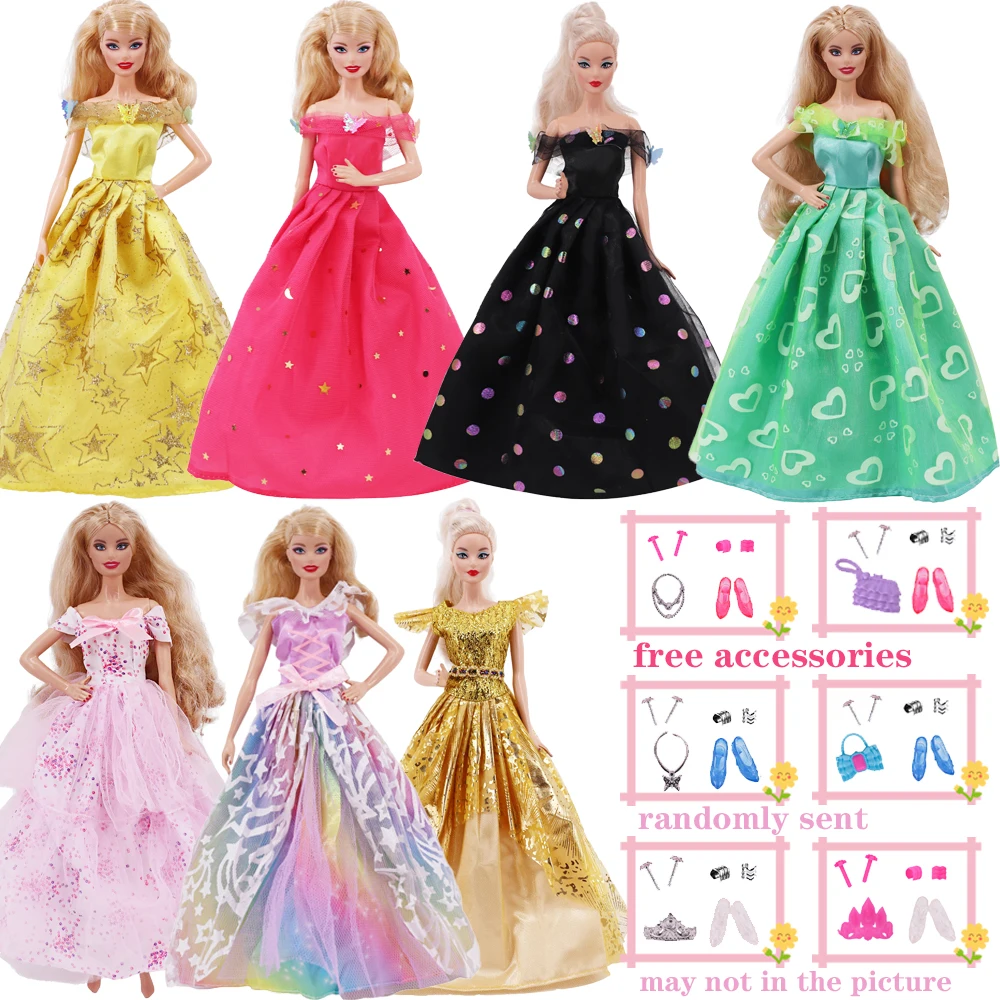 2023 Latest Dress Barbies Princess Dress +High Heels+Jewelry Suitable For 30cm Doll Accessories 1/6 BJD Clothes Doll House Gift