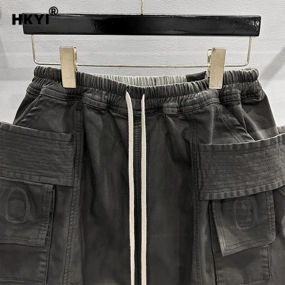 HKYI men's workwear double ring wash water gradient drop off stall Haren five point shorts