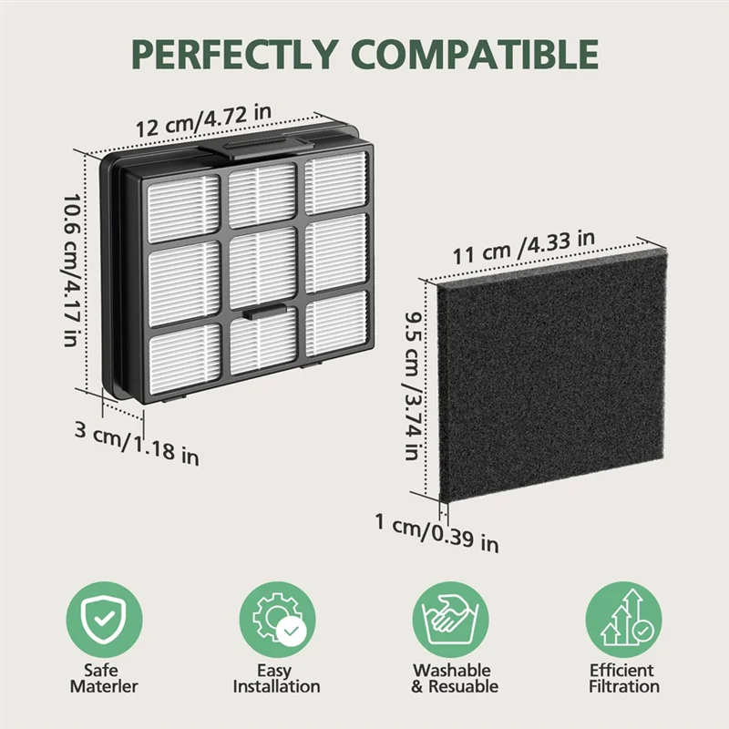 EUREKA NEN170 백리스 캐니스터 진공 청소기용 N18R 교체 필터 키트, HEPA 필터 및 입구 플라이터 스폰지 필터 포함
