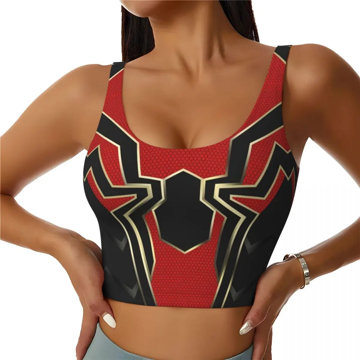 Custom Superhero High Impact Sports Bras Women Spider Man Seamless Workout Yoga Crop Tank Tops