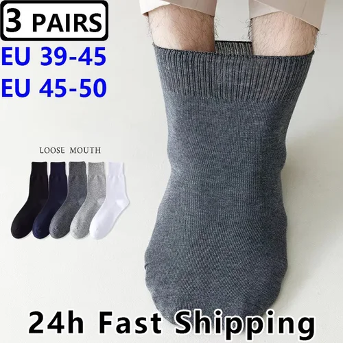 3 par/lote Calcetines grandes para Hombre talla grande EU48,49,50 Calcetines informales de negocios antiolor para Hombre Sox Meias Calcetines para Hombre