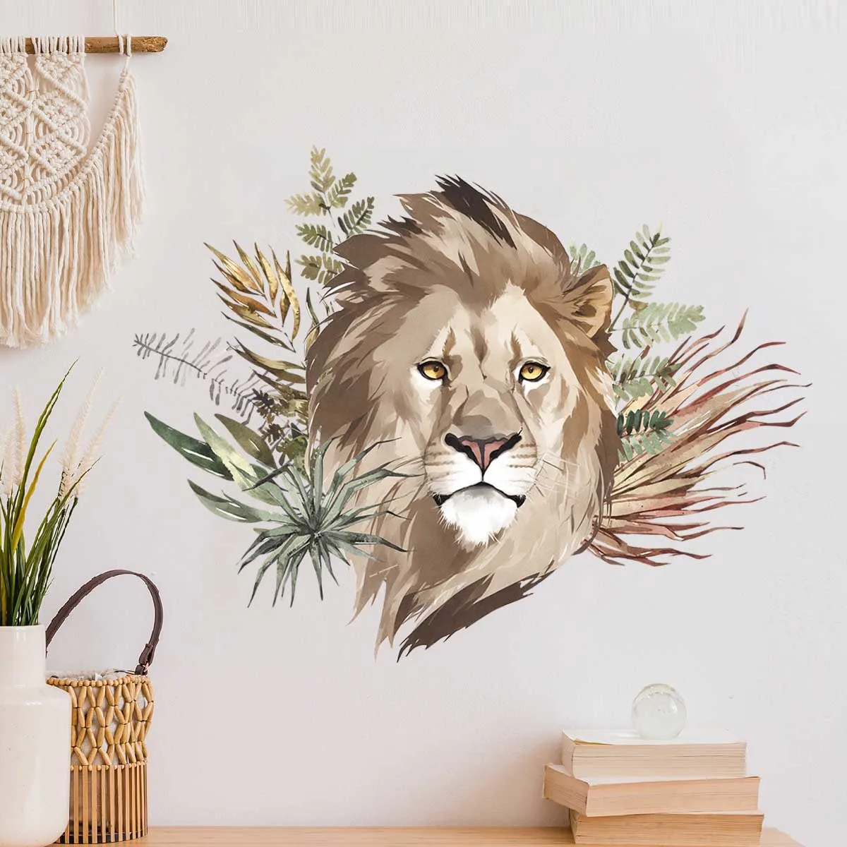 

30*60cm Plant Animal Lion Wall Stickers Background Wall Living Room Bedroom Home Decorative Mural Wall Stickers Wallpaper Ms3045