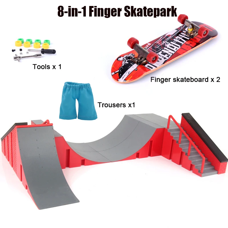 Finger Skateboard Skatepark Mini rampa Skateboard Tech Practice Finger Skateboard con ponte in metallo giocattoli per Finger Sport Game