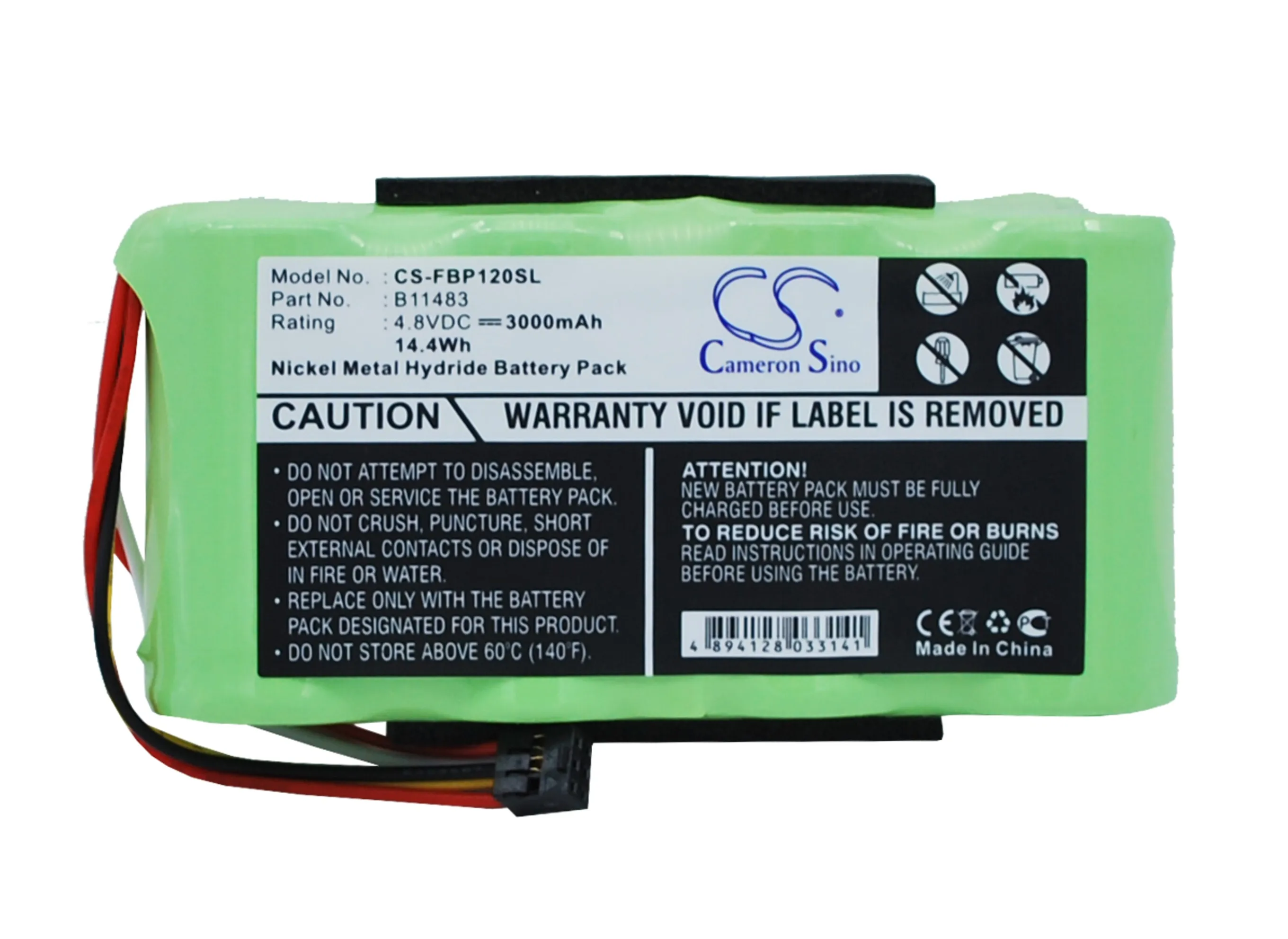 CS B11483 3000mAh 4.8V Battery for Fluke Scopemeter 120 Fluke 43 Power Quality Analyzers Fluke 43B Power Quality Analyzers