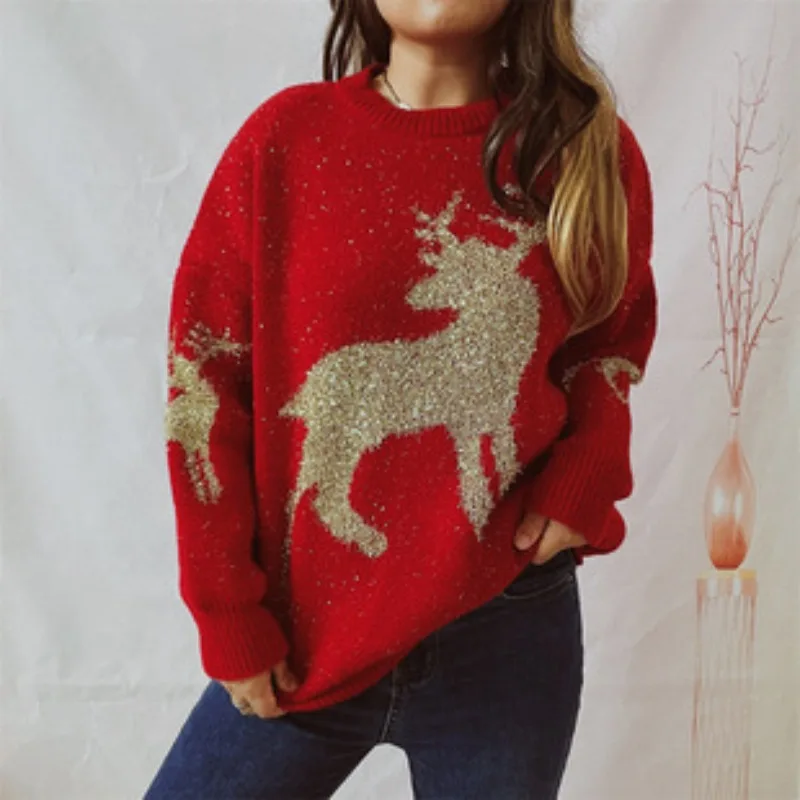 Mulheres Pérola de Natal Suéter, Temperamento, Desloque, Inverno, Decoração 3D, Ano Novo, Feminina Casual Pullovers de Malha, Roupas Femininas