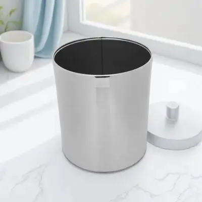

Stainless Steel Wastebasket Compact Trash Can for Under Sink Cabinet Small Spaces Kitchen Bathroom Office Decor