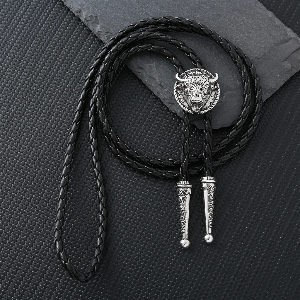 Fashionable and creative bison head bolo tie