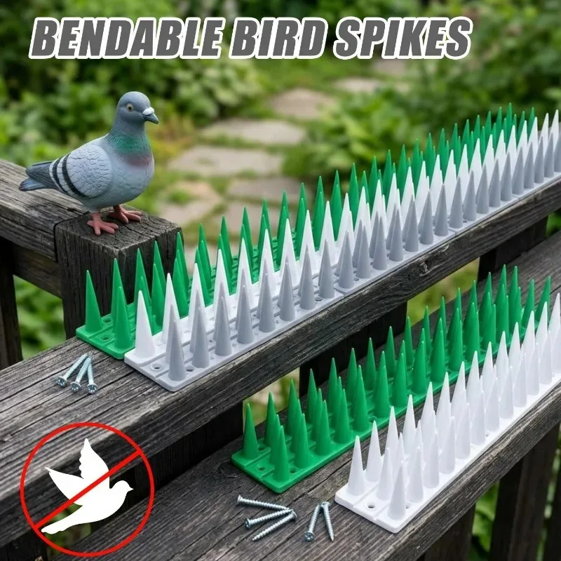 10/1Pcs Plastic Bird Repellent Anti Pigeon Garden Fences Balcony Railing Windowsills Bendable Bird Spikes Deterrent Nails Tools