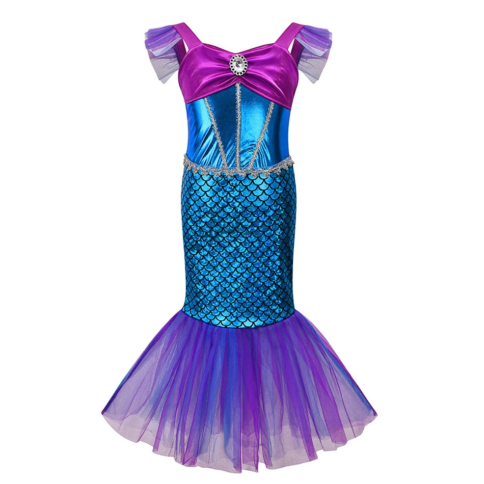 Girl Mermaid Dress Halloween Cosplay Birthday Clothing for Kid Carnival Party Gift Princess Costumes