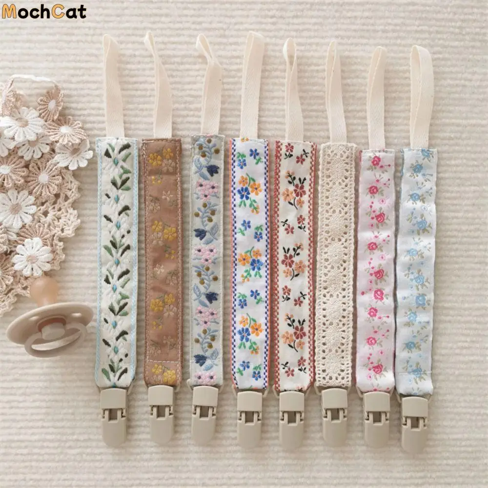

Ethnic Style Baby Cloth Pacifier Chain Floral Teether Toys Straps Soother Holder Adjustable Dummy Clips Nipple Holder Clips Baby