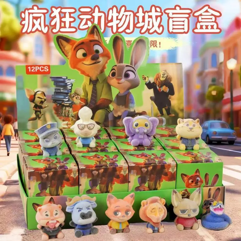 

Zootopia Flocked Blind Box Cartoon Character Mini Figures Collectible Keychain Pendant Surprise Gift For Kids Anime Fans Party