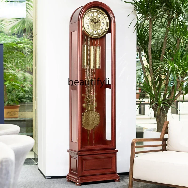 European-Style the Grandfather Clock Living Room Solid Wood Mechanical Vertical Clock German Hermle Movement Clock