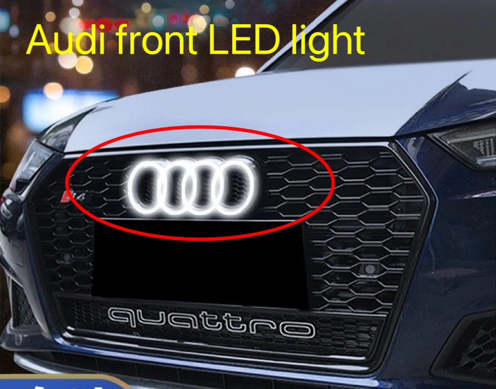 AUDI Car Front Grill Logo Light LED Badge Sticker Luminous Decorative Light For AUDI Q7 A8L Q8 S4 S5 S6 S7 R8 RS6 Q2L TT A3 A5