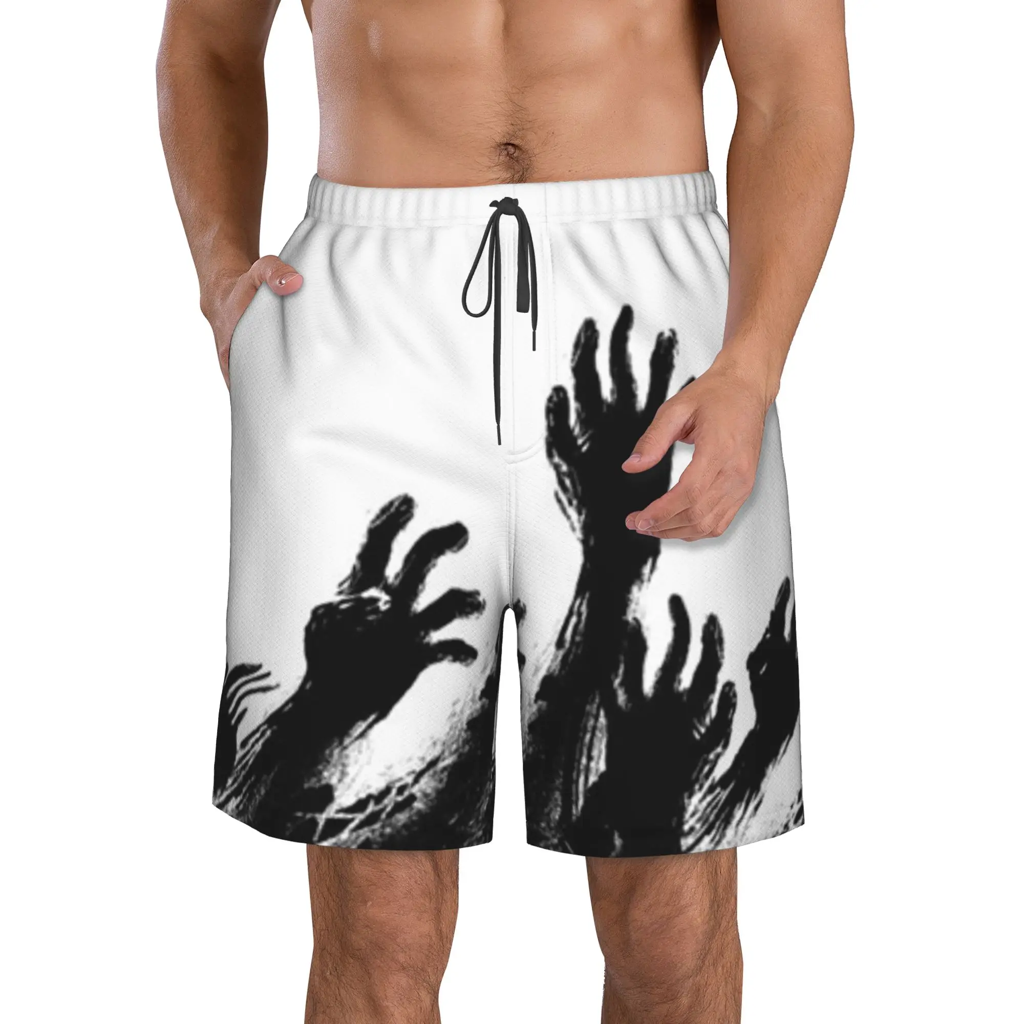 Splash Blood Hand Graphic Trunks Beach Board Shorts Casual Quick Dry Swim Summer Men Pants