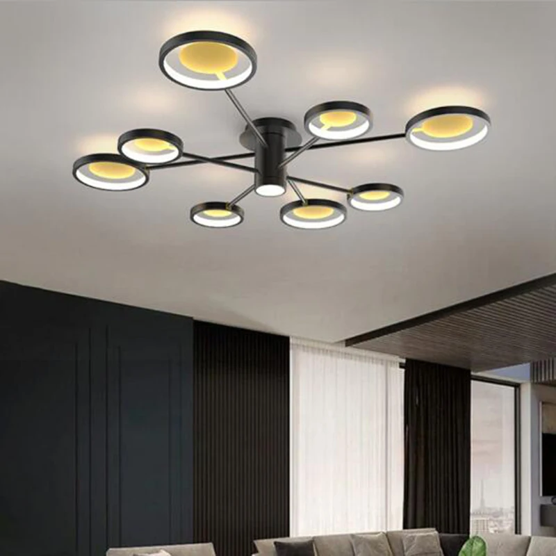 

Multi-Heads LED Pendant Lights European Style Luxury Home Living Dining Room Bedroom Black Border hanging Lamp Fixtures