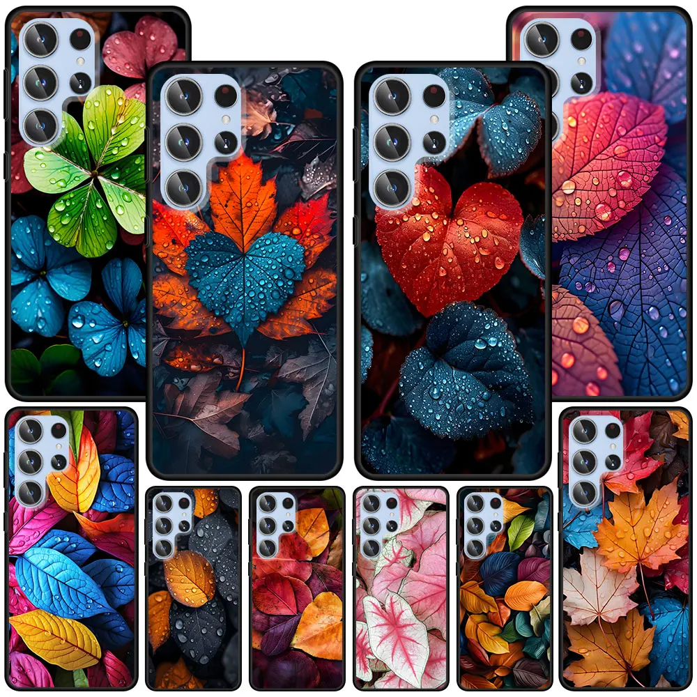 Beautiful Colorful Leaves Case for Samsung Galaxy S23 S21 S20 FE S24 S22 Ultra S10 S10e S9 Plus Soft Black TPU Phone Cover