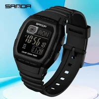 Reloj electrónico deportivo SANDA a la moda, reloj juvenil cuadrado multifunción con calendario y cuenta atrás para hombres y mujeres, reloj Digital informal luminoso
