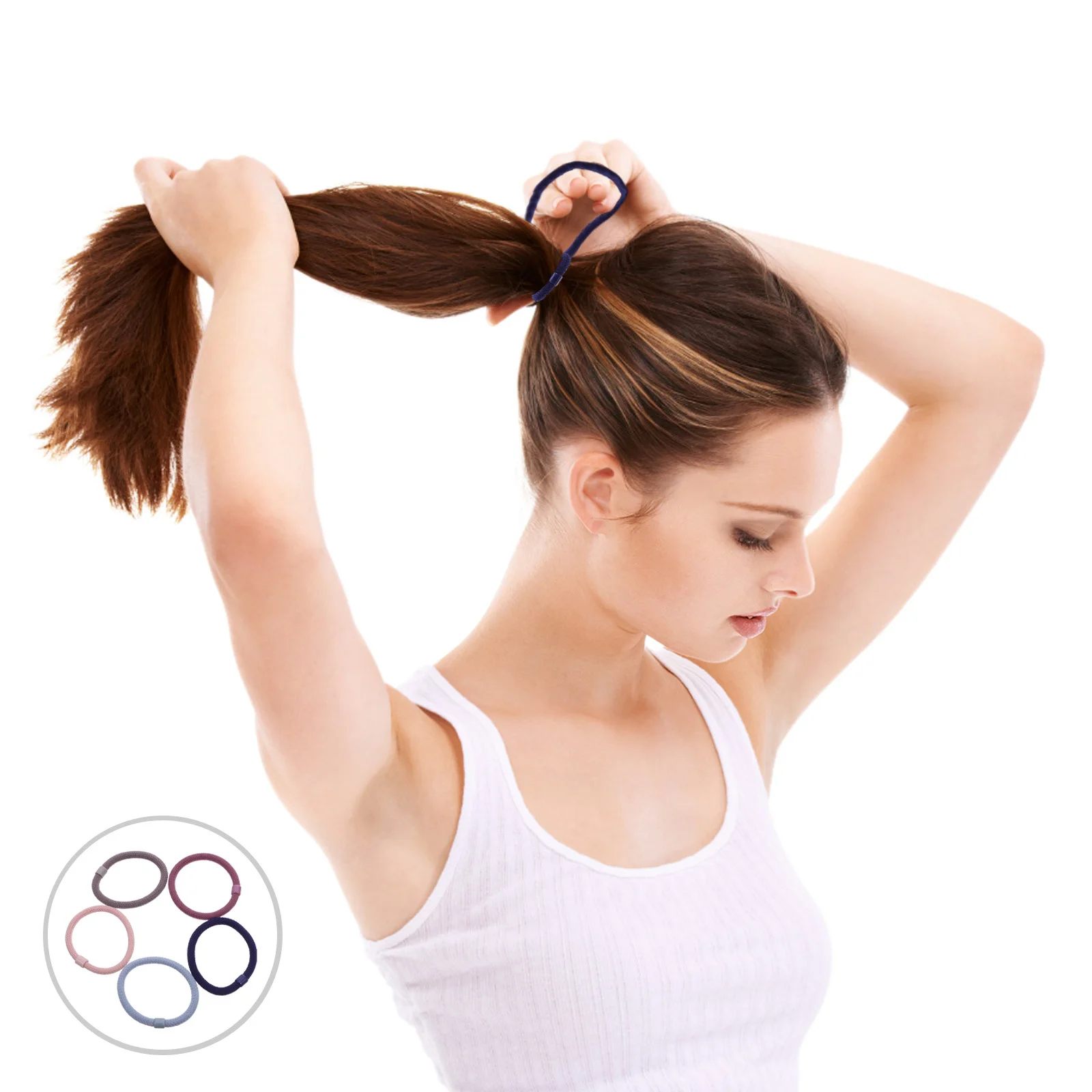 

5Pcs Soft Touch Hair Ties for Women Strong Elasticity Ponytail Holders for All Hair Types No Damage Daily Use