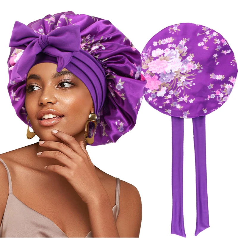 

New Leopard Print Satin Bonnet Hair Bonnet for Bath Silky Bonnet Hair Wrap for Sleeping Tie Band for Women Curly Hair Sleeping