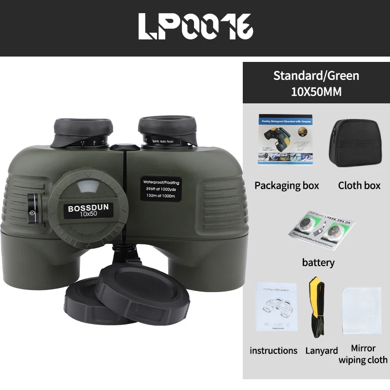 Imagem -06 - Militar Náutico hd Binóculos Impermeável Poderoso Rangefinder Bússola Telescópio para Caça Camping 10x50 Profissional