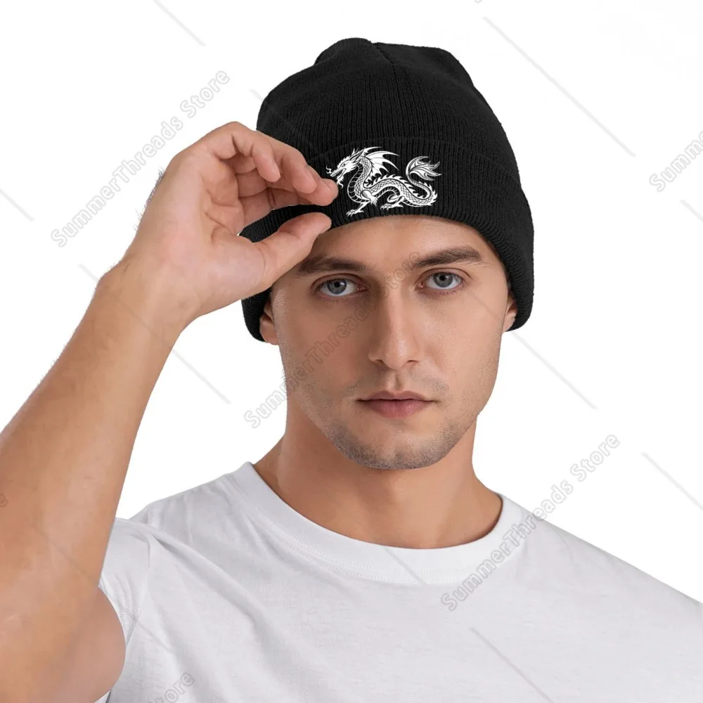 Tattoo of Dragon Unisex Knitted Hat Outdoor Warm Men Solid Color Crimping Skullies Beanie Cap Hip Hop