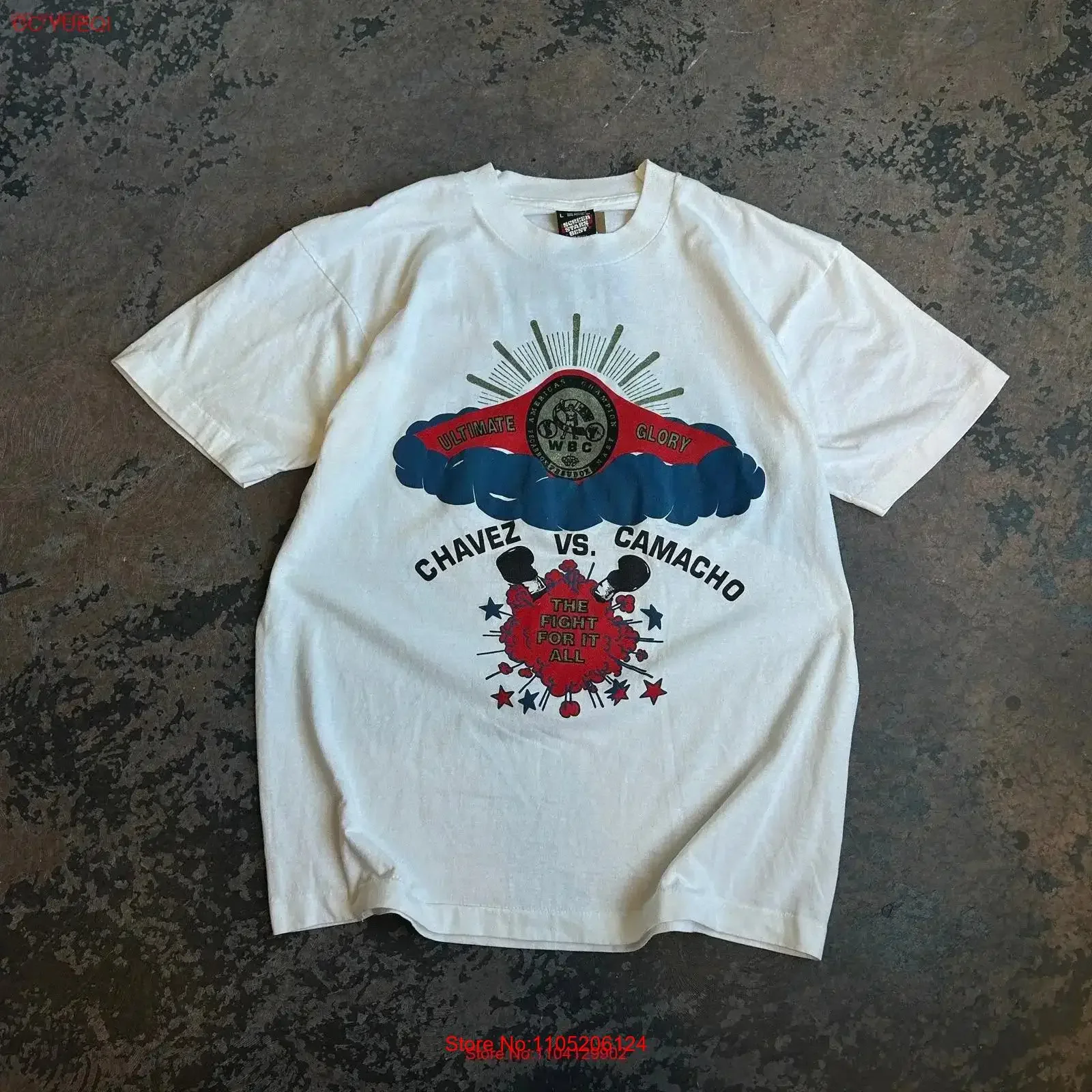 Vintage WBC Boxing T Shirt Size L vintage Washed Versatile Top For Everyday Wear streetwear Casual Slightly Soft