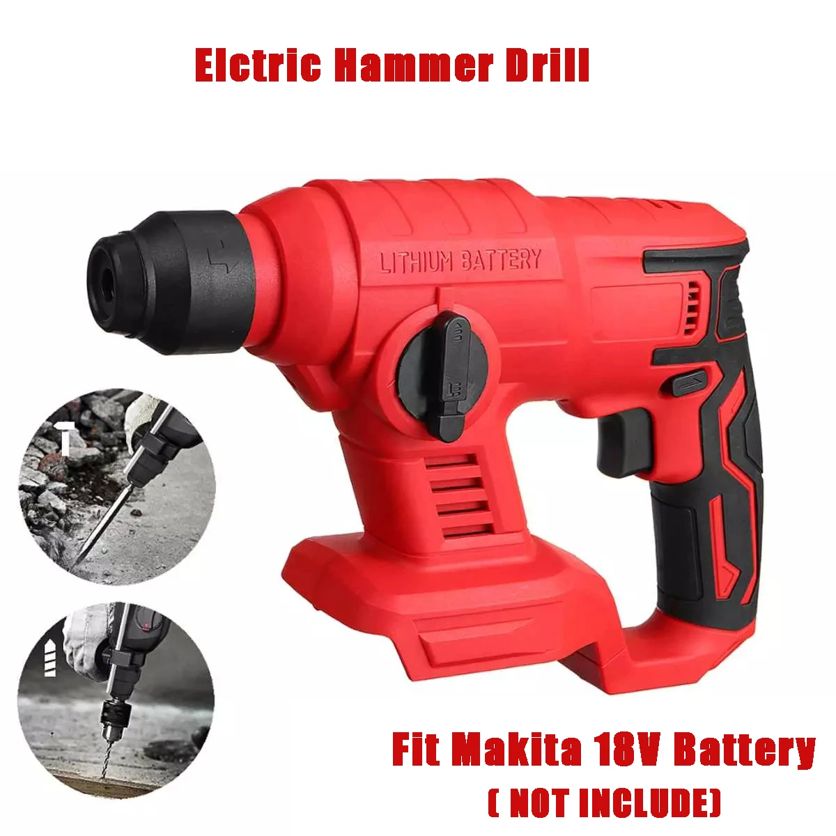 

18V Rotary Hammer Drill Electric Impact Drill Cordless Concrete Breaker Rechargeable Power Tool For Makita 18V Battery