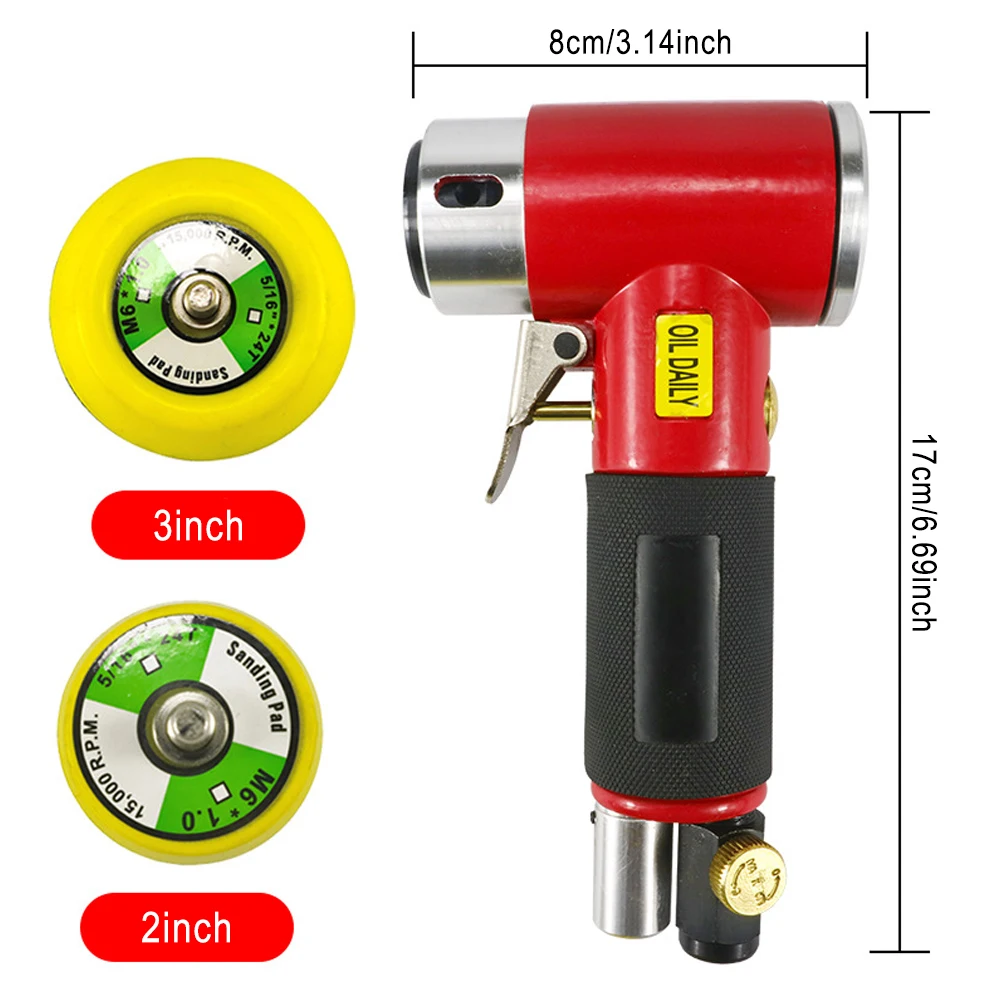 108pcs Orbit Air Sander Mini Pneumatic  1"/2"/3" Grinding Machine set for Car Polishing High Speed Air Powered Polisher air tool - view 6